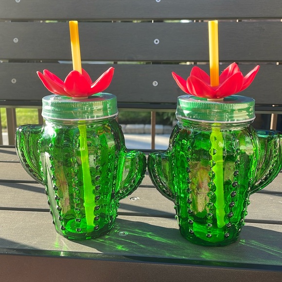 Target Other - Cactus Cups, Set of 2 Glads with Straws, NIP